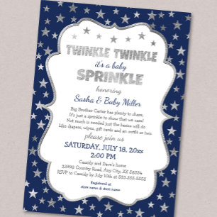 Garçon Twinkle Baby Sprinkle, invitations en argen
