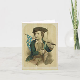 Garçon vintage avec la carte de note de drapeau