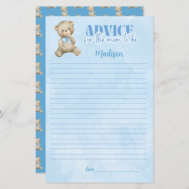 Garçons Balloon Bear Conseil Pour Maman Douche Jeu (Devant / Derrière)