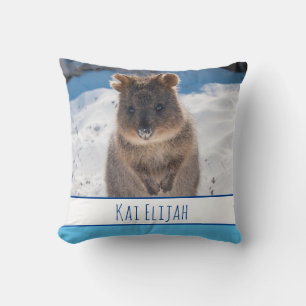 Garçons Bleus Coussin Quokka Personnalisé Plage