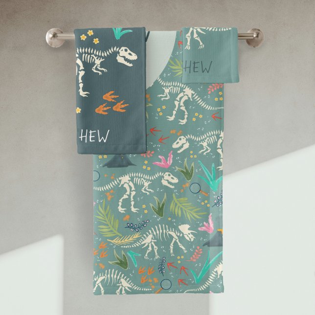 Garçons Cute Dinosaur Fossil Motif & Monogram Enfa (Créateur téléchargé)