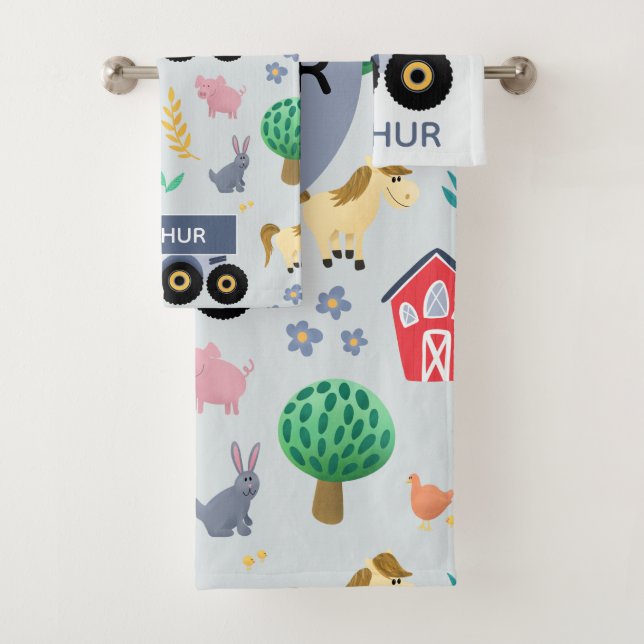 Garçons Cute & moderne Blue Farm Tracteur Motif En (En situation)