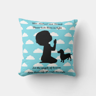 Garçons Dachshund Coussin Nuages Bleus Silhouette