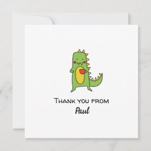 garçons dinosaure merci autocollant carte de fête