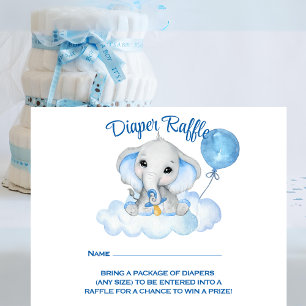 Garçons Elephant Baby shower Déchets Carte Raffle