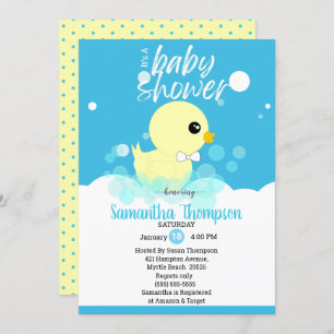 Garçons En Caoutchouc Bébé Douche Invitations