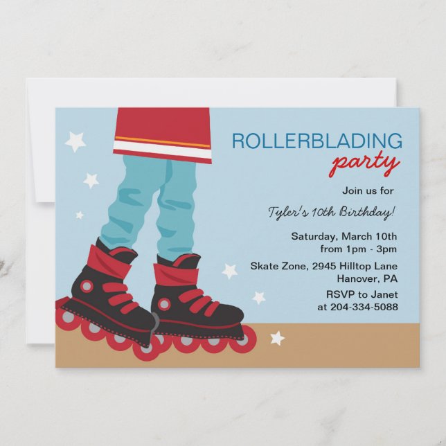 Garçons faisant du roller des invitations de fête (Devant)