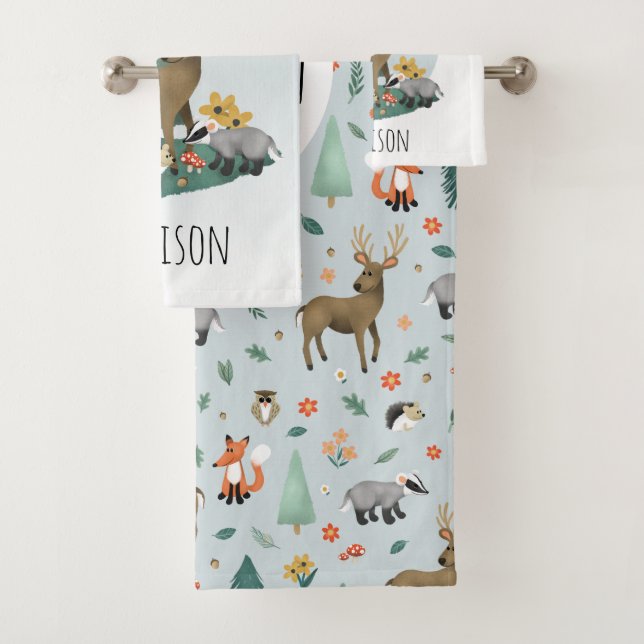 Garçons Joli Bois Forêt Animaux Enfants Monogramme (En situation)