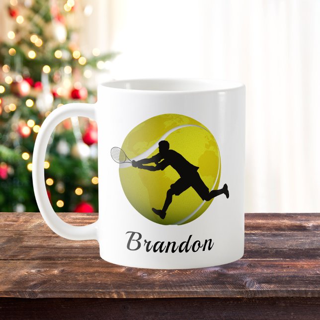 Garçons Joueur de tennis Nom personnalisé Café Mug (Créateur téléchargé)