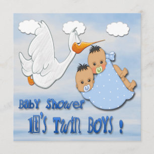 Garçons jumeaux - invitations de baby shower de