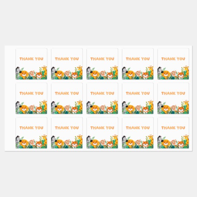 Garçons Jungle Merci Étiquette (Feuille)