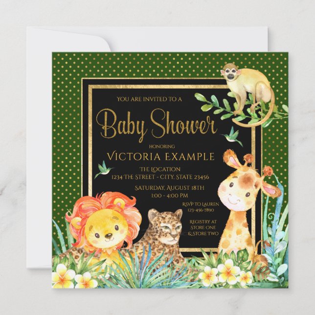Garçons Jungle Safari Baby Shower Invitations (Devant)