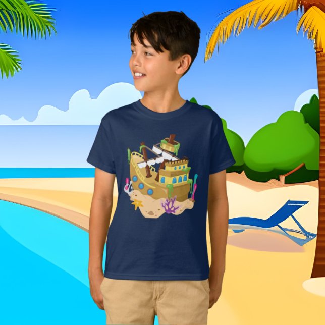 Garçons naufrage fun plage t-shirt (Créateur téléchargé)