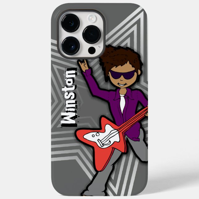 Garçons nom rockstar enfants gris coque iphone (Verso)