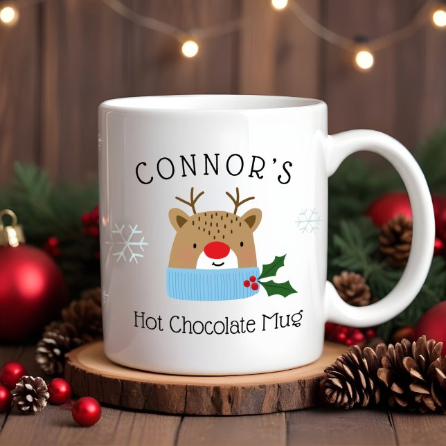 Garçons Reindeer Personnalisé Chocolat Chaud Mug (Créateur téléchargé)