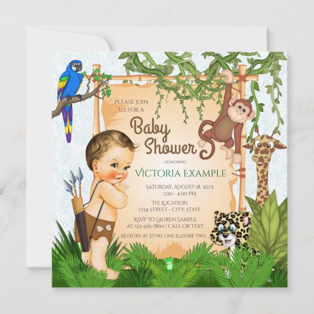 Garçons Safari Baby Shower Invitations (Devant)
