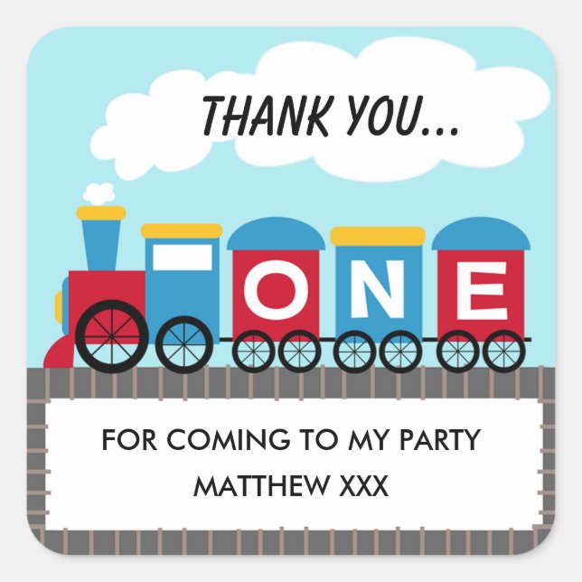 Garçons Train 1er Anniversaire Sticker (Devant)