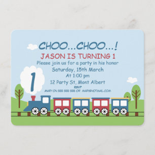 Garçons Train 1er ou 2e anniversaire Invitation