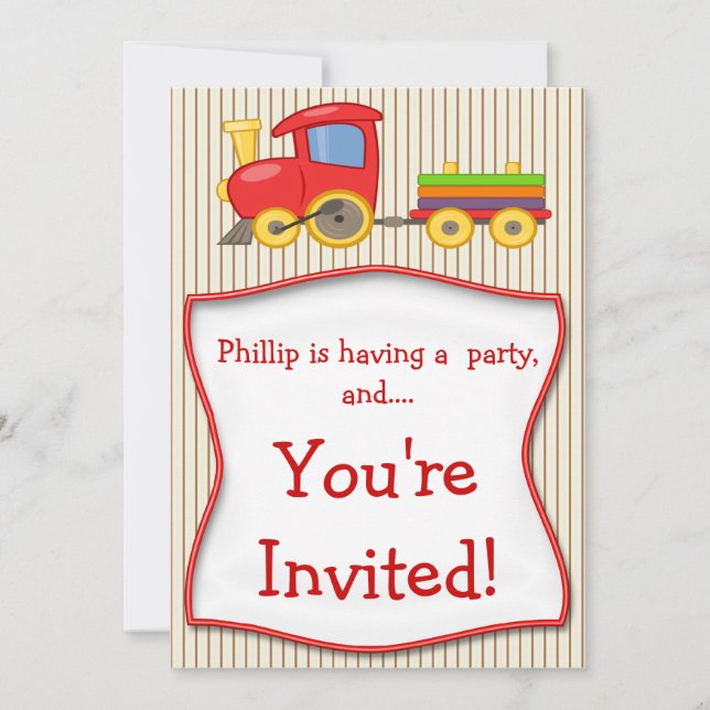 Garçons Train Anniversaire Fête Invitation (Devant)