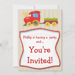 Garçons Train Anniversaire Fête Invitation