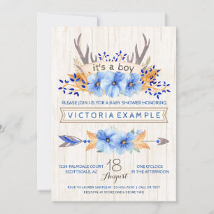 Garçons Tribal Antler Baby Shower Invitations