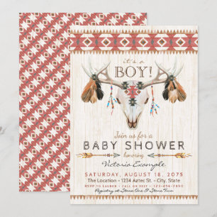 Garçons Tribal Crâne bébé douche Invitations