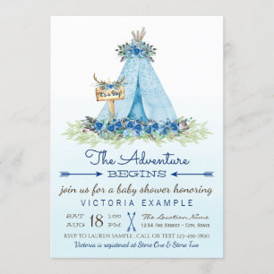 Garçons Tribal TeePee Boho Baby Shower Invitations