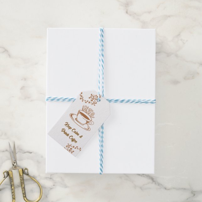 Garde Calme Bois du Café Étiquette de Cadeau Flora (Avec de laficelle)