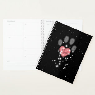 Garde d'animaux Empreinte de Patte Rose Cœur Scint