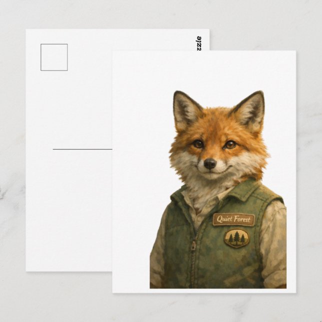 Garde forestier renard • Carte postale forestière  (Devant / Derrière)
