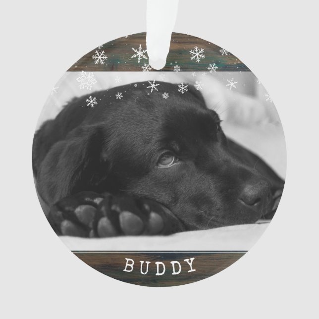 Garde-mémoire en bois rustique avec photo de chien (devant)