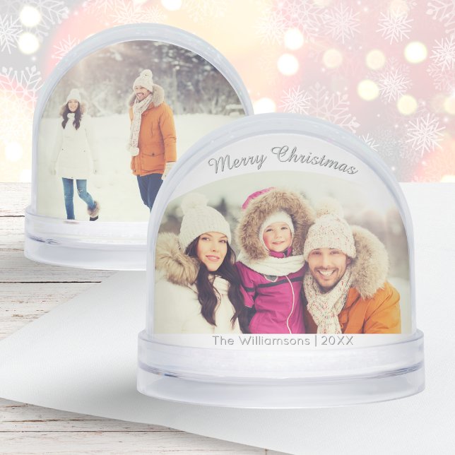 Garde-photos de famille Joyeux Noël 2 Côté (A Christmas snowglobe to personalize with family photos on both the front and back)