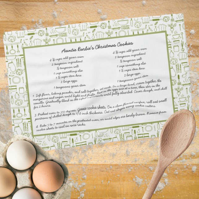 Garde-recettes Vert Cuisine Vintage serviette de t (Créateur téléchargé)