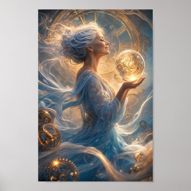 Garde-Temps Éthéré dans un Affiche de Lumière Doré (Devant)