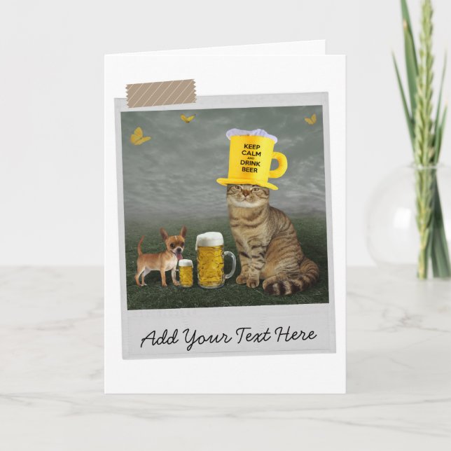Garde ton calme et bois de la bière Carte drôle de (Devant)