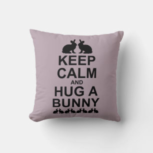 Garde ton calme et câline un lapin Coussin (Rose P