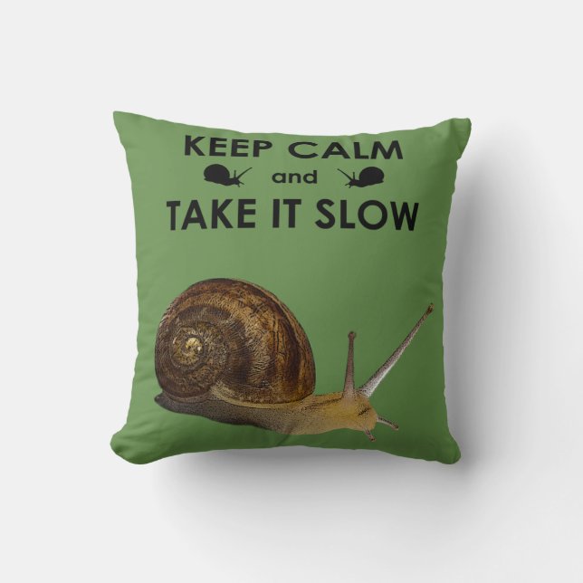 Garde ton calme et prends ton temps Coussin (Vert) (Recto)