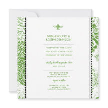 Garden Bee Green Toile Faire-part de mariage