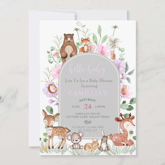 Garden Boho Arch Enchanted Baby shower Invitation (Devant)