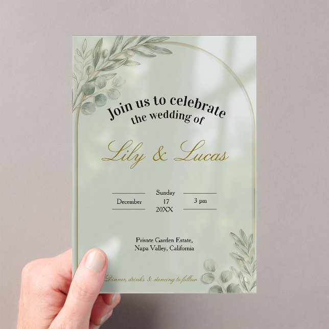 Garden Estate Wedding Invitation – Acrylic Minimal (In situ (ordinateur de poche))