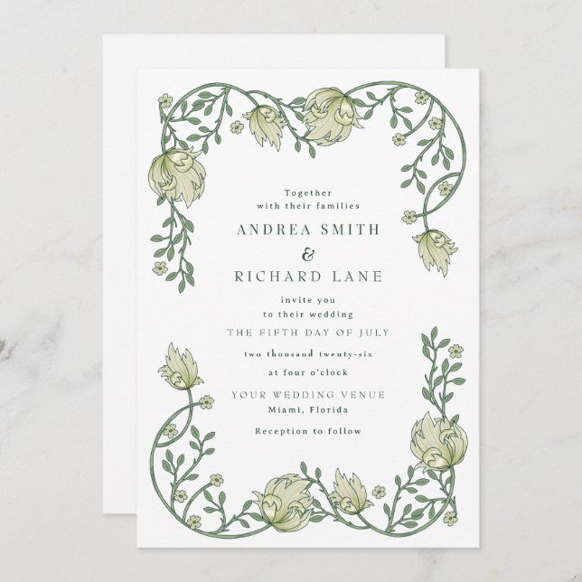Garden Fairytale Wedding Invitations (Devant / Derrière)