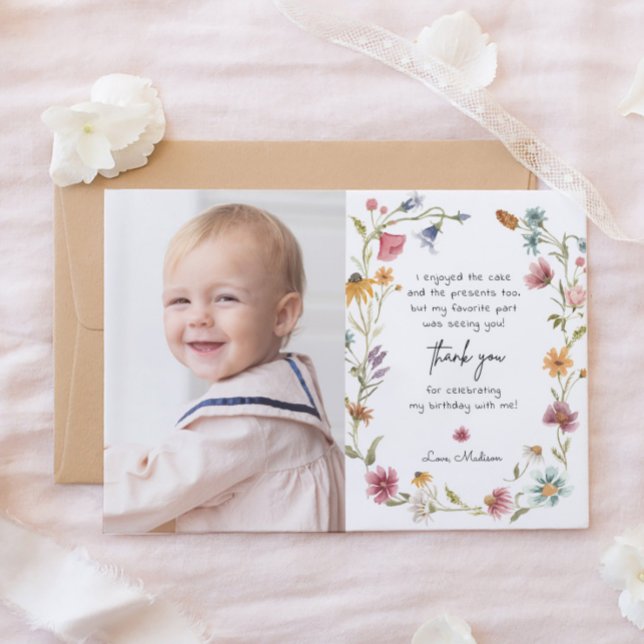 Garden Fleur sauvage 1er Anniversaire Merci Cartes (Créateur téléchargé)