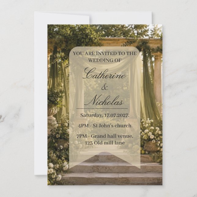 Garden inspired wedding invitation (Devant)