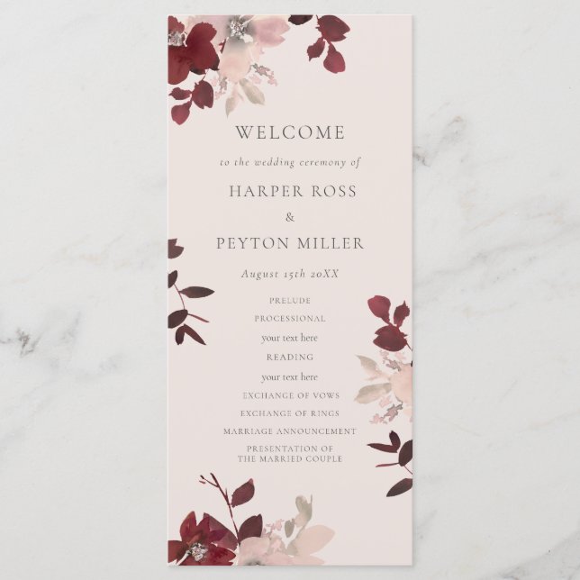 Garden Love Wedding Programme (Devant)