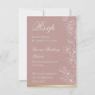 Garden Party Mauve and Gold RSVP Card