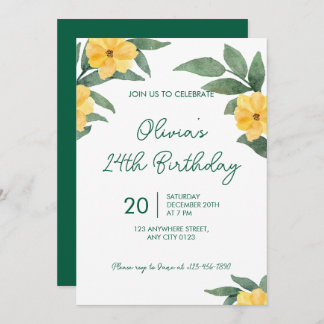Garden Party Yellow Floral Birthday Invitation