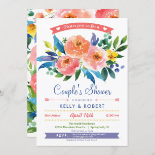 Garden Peonies Couple's Shower Invitation