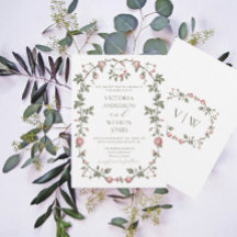 Garden Sage Green Mariage Monogramme Invitation