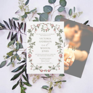 Garden Sage Green Mariage Photo Invitation