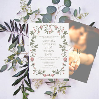 Garden Sage Green Mariage Photo Invitation